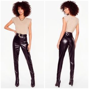Nasty Gal black What the Croc faux leather leggings